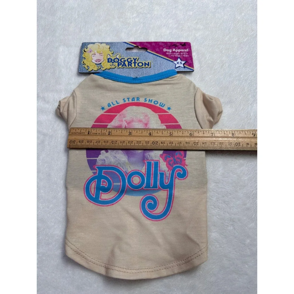 Doggy Parton All Star Show Tan Graphic Pet T-Shirt XS New With Tags